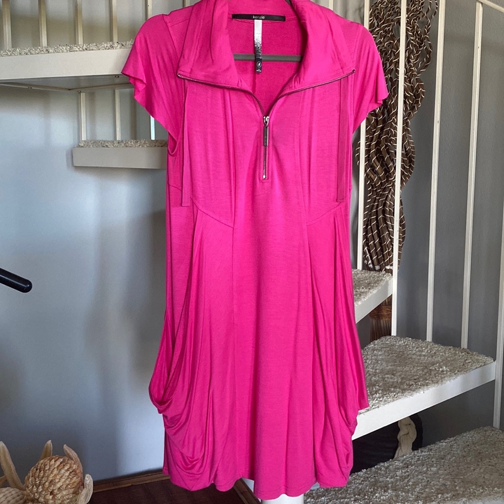 Fuchsia Collared Jersey Dress - image 1